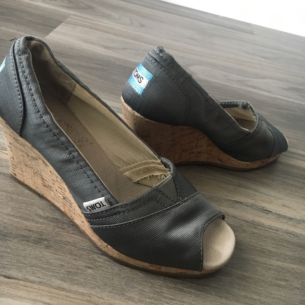 TOMS Calypso Espadrille Jute Wedge Heels Sz 7